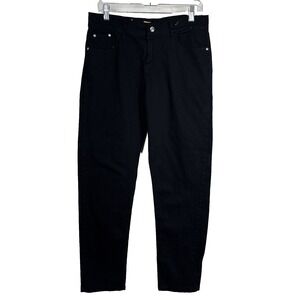 Chams Jeans Straight Leg Pants Women Size 12 Black Sequin Embellished Union Jack